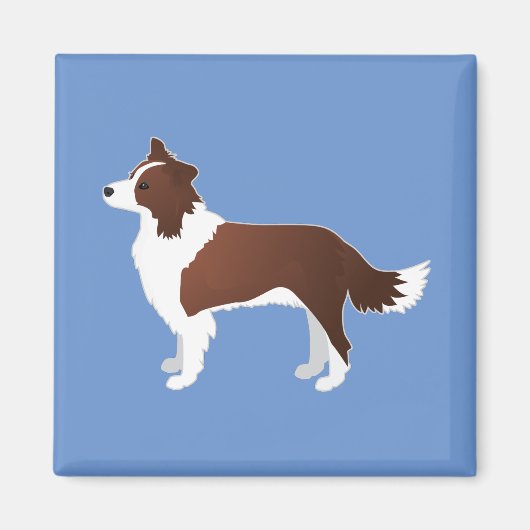 Rand Collie Red Hondenras Side Uitzicht Silhouette Magneet (Voorkant)