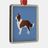 Rand Collie Red Hondenras Side Uitzicht Silhouette Metalen Ornament (Rechts)