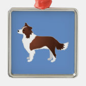 Rand Collie Red Hondenras Side Uitzicht Silhouette Metalen Ornament (Voorkant)