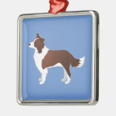 Rand Collie Red Hondenras Side Uitzicht Silhouette Metalen Ornament (Links)