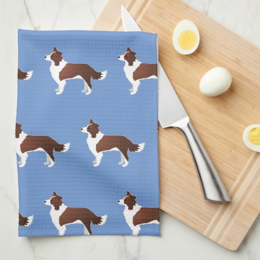 Rand Collie Red Hondenras Side Uitzicht Silhouette Theedoek (Quarter Fold)