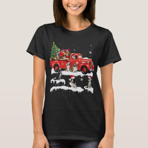 Rand Collie Riding Red Truck Merry Kerstmis X-m T-shirt