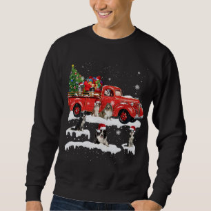 Rand Collie Riding Red Truck Merry Kerstmis X-m Trui
