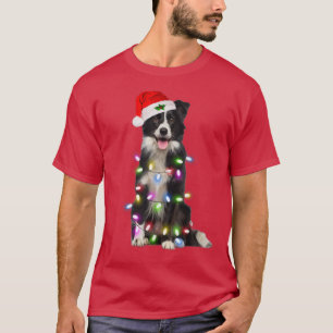 Rand Collie Santa Kerstmis Lights Xmas T-shirt