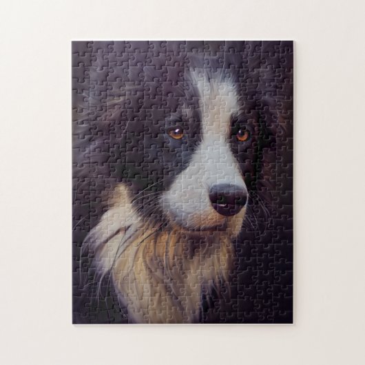 Rand Collie Sheep Dog Portret Painting Legpuzzel (Verticaal)