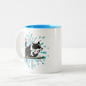 rand collie splash tweekleurige koffiemok (Voorkant links)