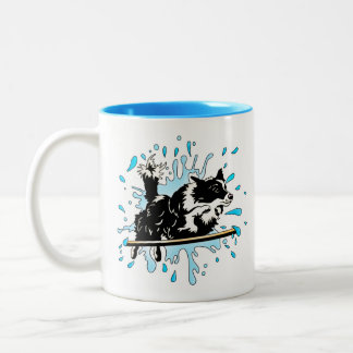 rand collie splash tweekleurige koffiemok