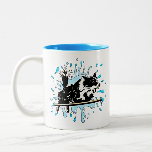 rand collie splash tweekleurige koffiemok (Links)