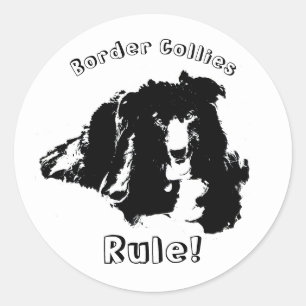 Rand Collies Rule Cute Dog Ronde Sticker