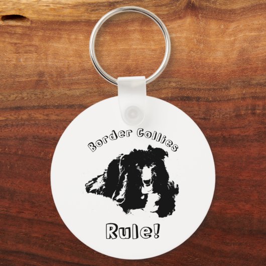 Rand Collies Rule Cute Dog Sleutelhanger (Achterkant)