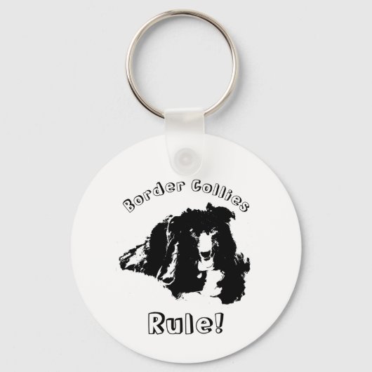Rand Collies Rule Cute Dog Sleutelhanger (Achterkant)