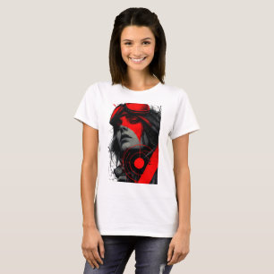 Rand Cyberpunk Dystopische Meisje Rode Doel Vrouwe T-shirt