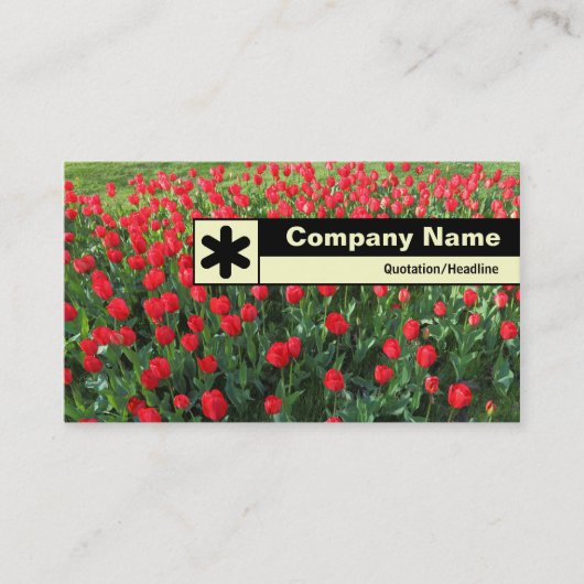 Rand gelabeld - Bed of Red Tulips 01 Visitekaartje (Voorkant)