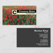 Rand gelabeld monogram - Bed of Red Tulips 01 Visitekaartje (Voorkant / Achterkant)