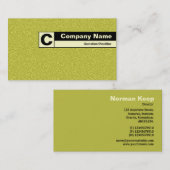 Rand gelabeld Monogram - gele reliëftekst Visitekaartje (Voorkant / Achterkant)