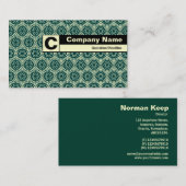 Rand gelabeld monogram - Groen geometrisch patroon Visitekaartje (Voorkant / Achterkant)