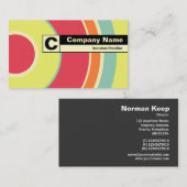 Rand gelabeld Monogram - kleurrijke cirkel 01 Visitekaartje (Voorkant / Achterkant)