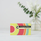 Rand gelabeld Monogram - kleurrijke cirkel 01 Visitekaartje (Staand voorkant)