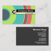 Rand gelabeld Monogram - kleurrijke cirkel 04 Visitekaartje (Voorkant / Achterkant)