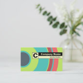 Rand gelabeld Monogram - kleurrijke cirkel 04 Visitekaartje (Staand voorkant)