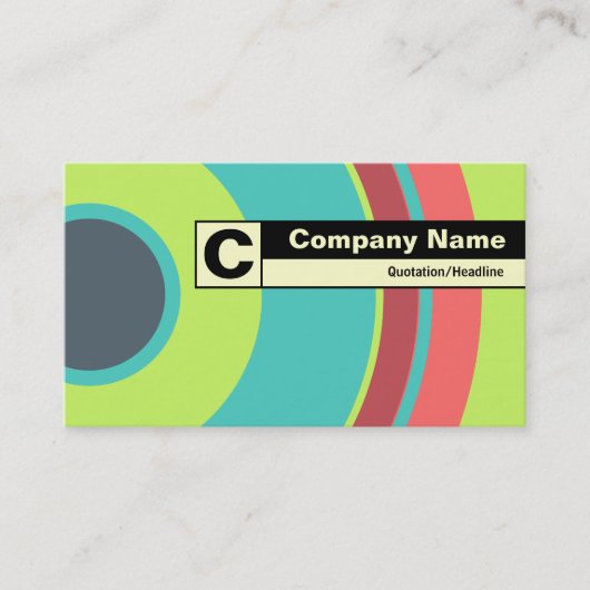 Rand gelabeld Monogram - kleurrijke cirkel 04 Visitekaartje (Voorkant)
