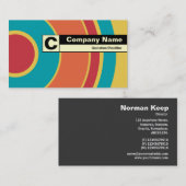 Rand gelabeld Monogram - kleurrijke cirkel 05 Visitekaartje (Voorkant / Achterkant)