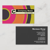 Rand gelabeld Monogram - kleurrijke cirkel 06 Visitekaartje (Voorkant / Achterkant)