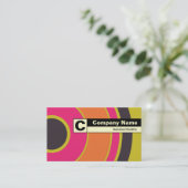 Rand gelabeld Monogram - kleurrijke cirkel 06 Visitekaartje (Staand voorkant)