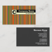 Rand gelabeld Monogram - kleurrijke strepen 01 Visitekaartje (Voorkant / Achterkant)