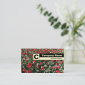 Rand gelabeld monogram - Rode Tulpen en primroses Visitekaartje (Staand voorkant)