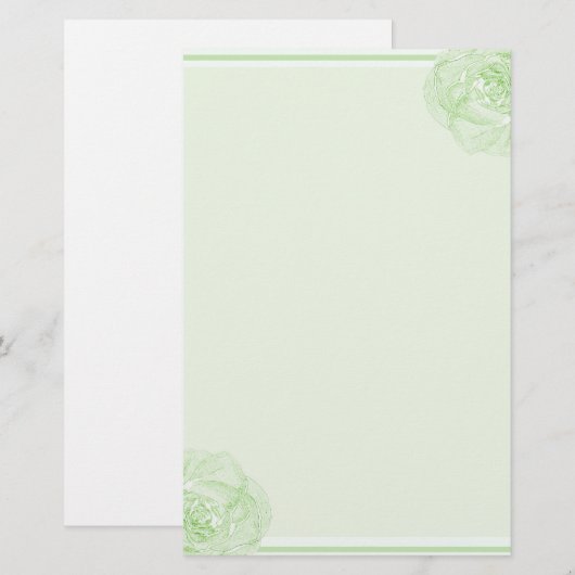 Rand groen Roos Briefpapier (Voorkant / Achterkant)