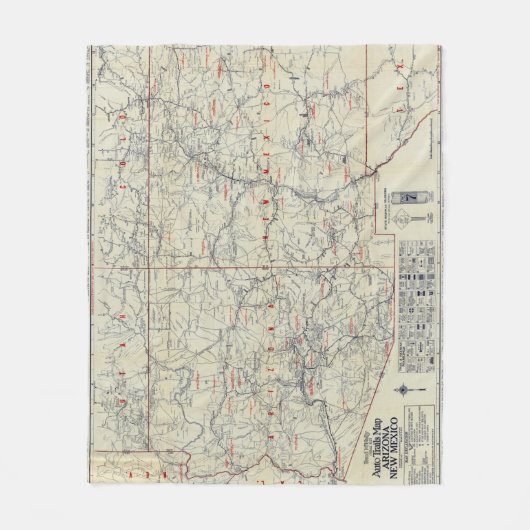 Rand McNally Officiële Auto Trails 1925 Fleece Deken (Voorkant)