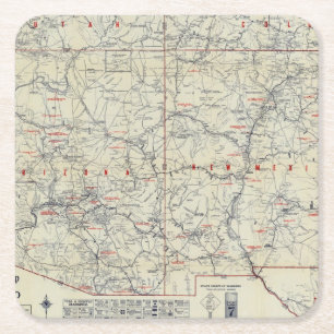 Rand McNally Officiële Auto Trails 1925 Kartonnen Onderzetters