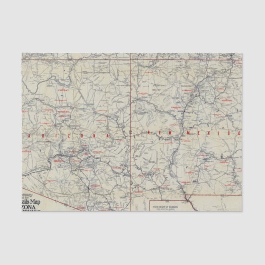 Rand McNally Officiële Auto Trails 1925 Tissuepapier (Voorkant)