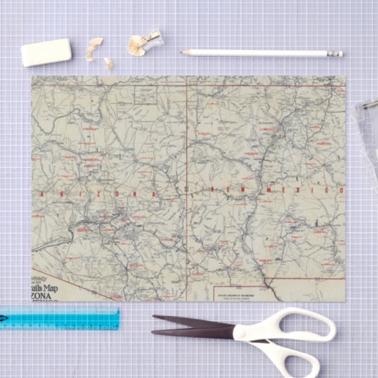 Rand McNally Officiële Auto Trails 1925 Tissuepapier (Craft)