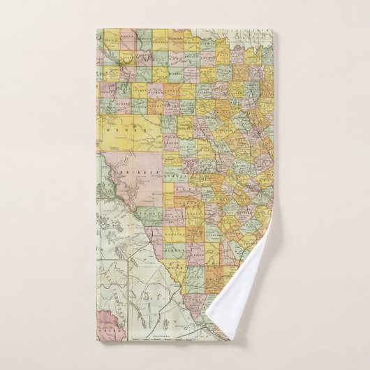 Rand McNally Railroad en County Map of Texas Bad Handdoek (Handdoek)
