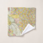 Rand McNally Railroad en County Map of Texas Bad Handdoek (Wasdoekje)