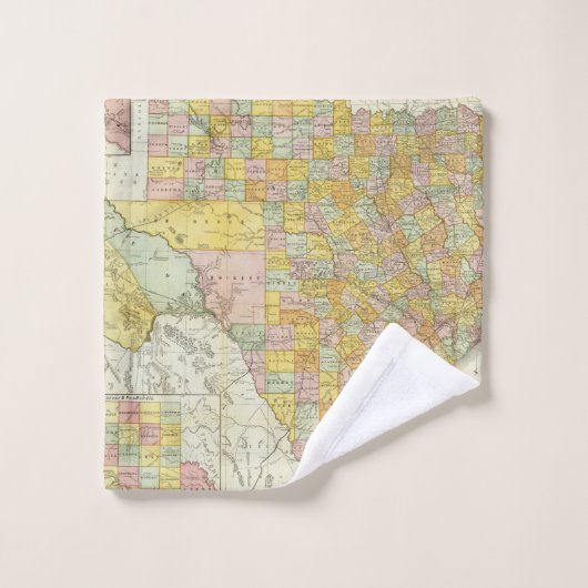 Rand McNally Railroad en County Map of Texas Bad Handdoek (Wasdoekje)