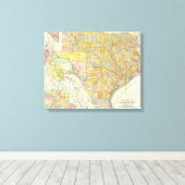Rand McNally Railroad en County Map of Texas Canvas Afdruk (Insitu (Houten vloer))