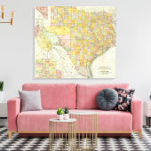 Rand McNally Railroad en County Map of Texas Canvas Afdruk (Insitu (Woonkamer))