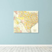 Rand McNally Railroad en County Map of Texas Canvas Afdruk (Insitu (Houten vloer))