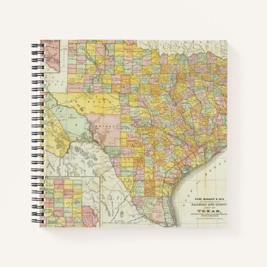 Rand McNally Railroad en County Map of Texas Notitieboek (Voorkant)