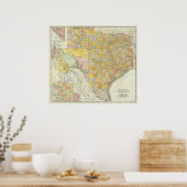 Rand McNally Railroad en County Map of Texas Poster (Keuken)