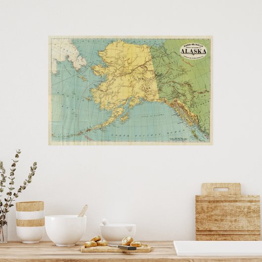 Rand McNally's kaart van Alaska Poster (Keuken)
