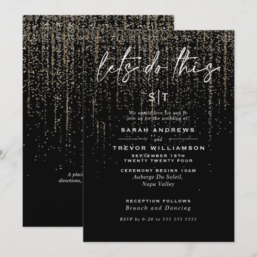 Rand met Glitterende Champagne in Stijl Edgy Chic Kaart (Voorkant / Achterkant)