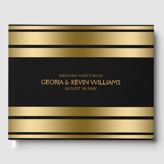 Rand met zwarte en gouden strepen gastenboek (Voorkant)