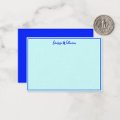 Rand, Naam & Elegant Blank Blauw Minimalist Notitiekaartje (Voorkant / Achterkant in situ)