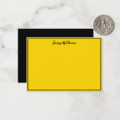 Rand, Naam & Leeg Zwart en Goud Chique Minimaal Notitiekaartje (Voorkant / Achterkant in situ)