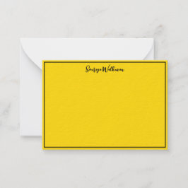 Rand, Naam & Leeg Zwart en Goud Chique Minimaal Notitiekaartje