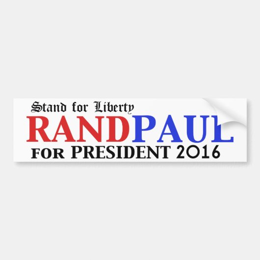 Rand Paul voor President 2016 bumpersticker (Voorkant)